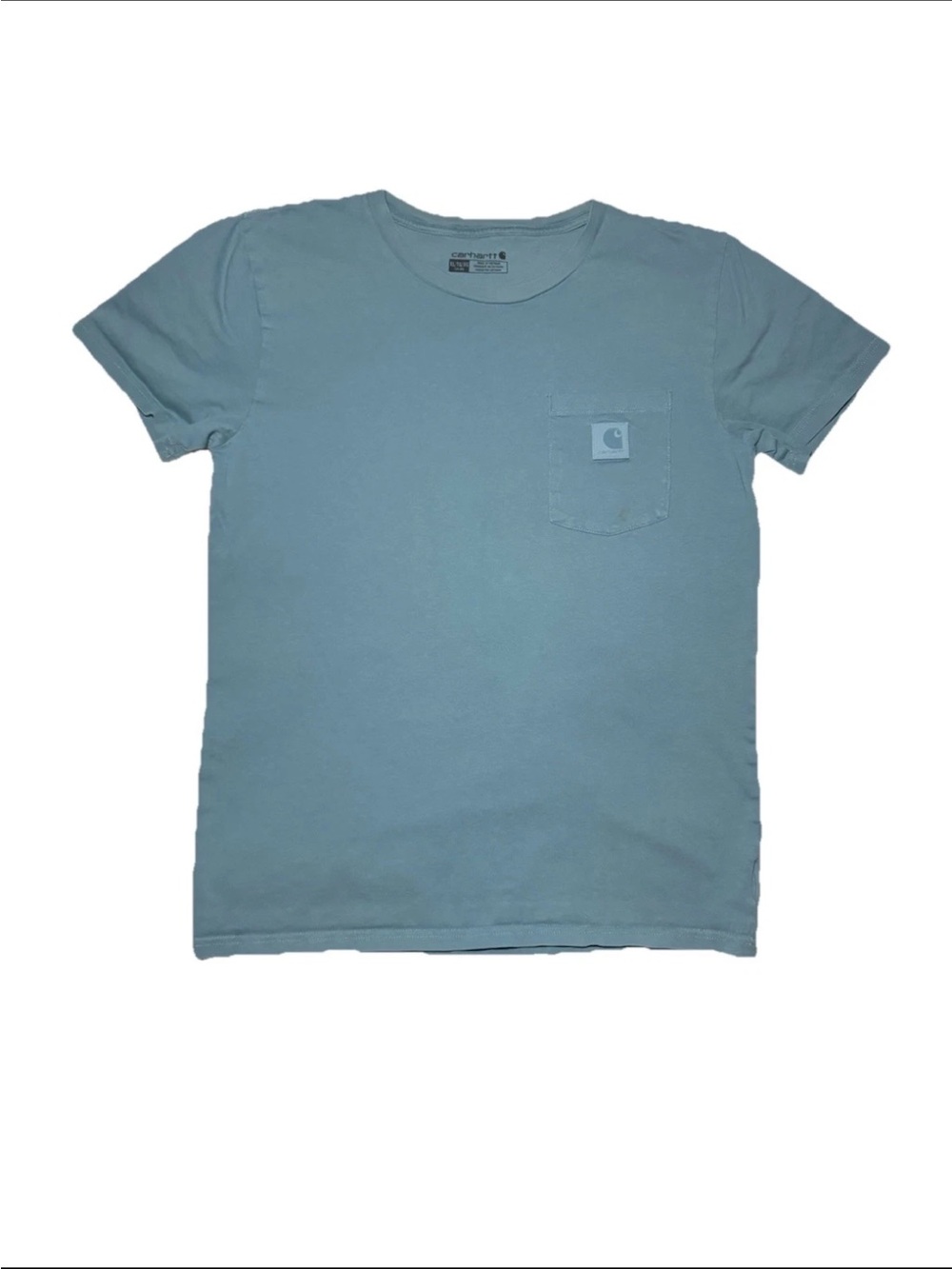 Carhartt Boys Shirt Youth XL 16-18 Dusty Blue Pocket Logo Short Sleeve Loose Fit